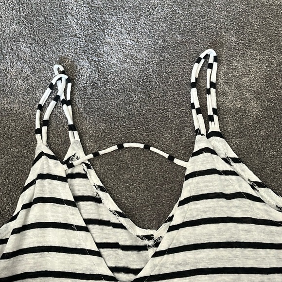 Spaghetti strap black and white striped chaser tank - Picture 3 of 5